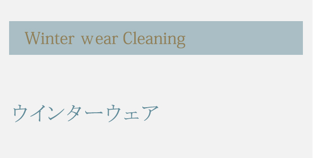 Winter wear Cleaning／ウインターウェア